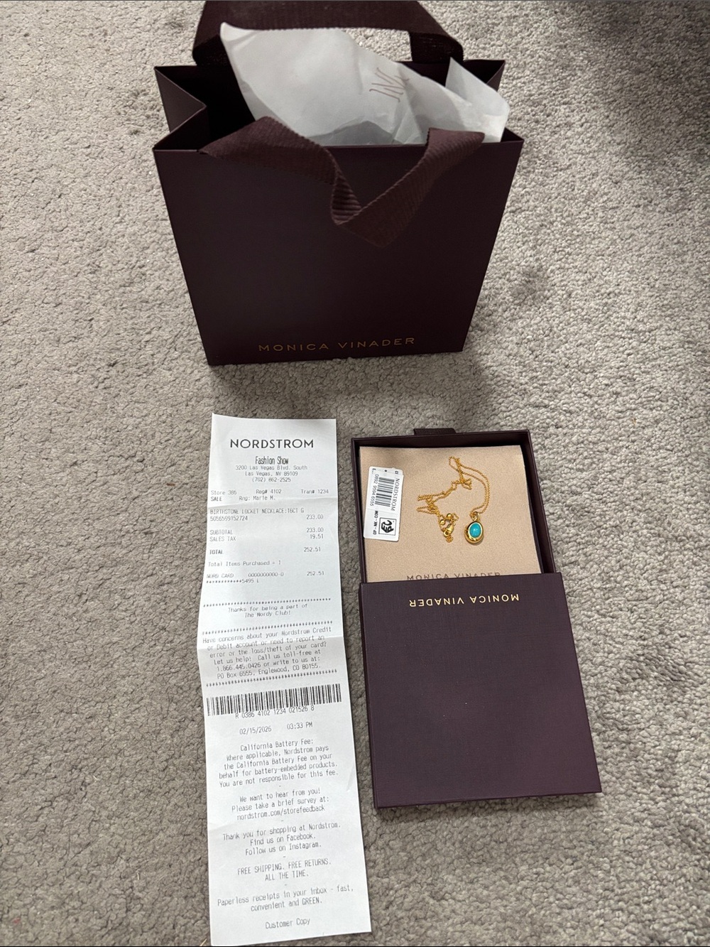 MONICA VINADER birthstone Locket Necklace with Turquoise Pendant